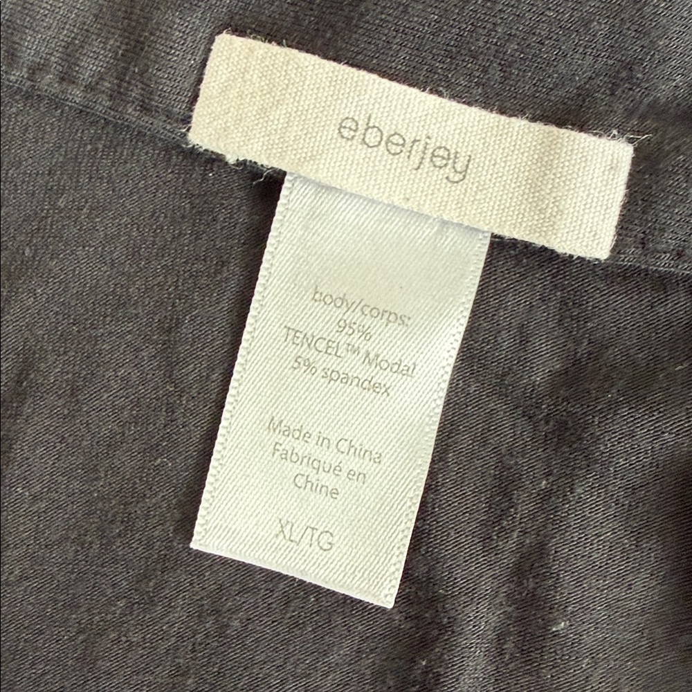 Eberjey Black White Long Sleeve Button Up Pajama Shirt - Picture 4 of 7